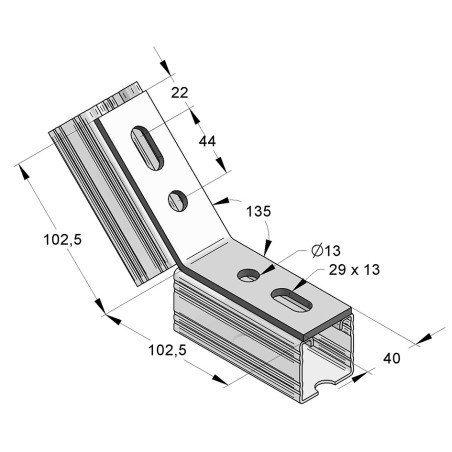 Squadretta 135° 4 Fori 90x90x5 Inox A4