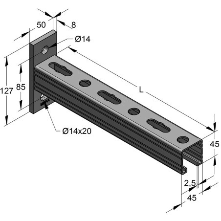 Piastra di Base Verticale 4 Fori Inox A4 Binario 35