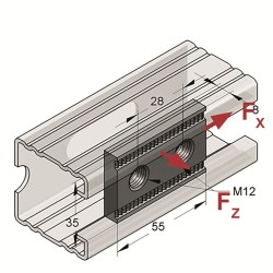 Piastra Dentata 2-Fori M12 ZnNi (Conf 50pz)