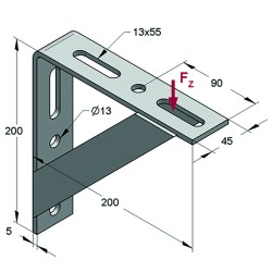 Mensola Saettata 200X200X5.0 Inox A4