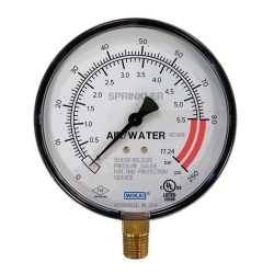 Manometro 1/4" 0-80 Psi/ 0-5,5 bar e ritardo a 17 bar Acqua/Aria