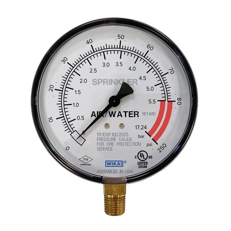 Manometro 1/4" 0-80 Psi/ 0-5,5 bar e ritardo a 17 bar Acqua/Aria