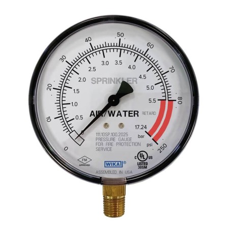 Manometro 1/4" 0-80 Psi/ 0-5,5 bar e ritardo a 17 bar Acqua/Aria