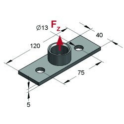 Piastra Filettata Tipo V 120x40x5 1/2" ZnNi (Conf 50pz)