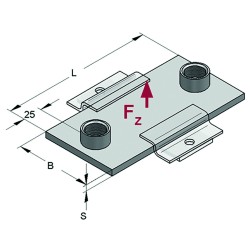 Slitta a Piatto 150x100x8mm 2xM16 Inox A4