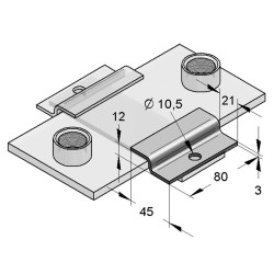 Piastra a Z L=80mm Inox A2