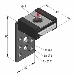 Supporto per Canali L cG 60.0mm (Conf 50pz)