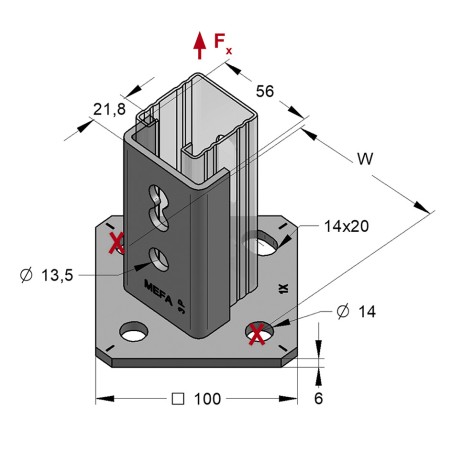 Piastra di Base Orizz./Vert. per Binari L=45mm (fvz) (Conf 10pz)