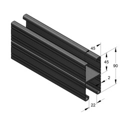 Binario Doppio 45/90/2 6mt Inox A4