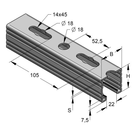 Binario 45/60/2 L=6 RAL fbv