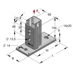 Piastra di Base Verticale per Binari L=45mm (Conf 10pz)