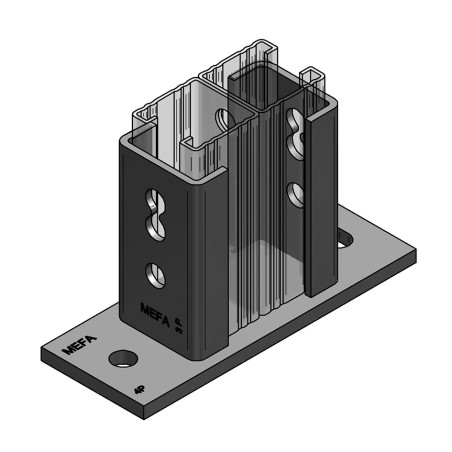 Piastra di Base per Binario Doppio 45/90 (Conf 10pz)