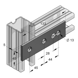 Connettore Piatto 40/5 3-Fori (Conf 25pz)
