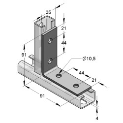 Squadretta 35/4 4-Fori 90° (Conf 50pz)