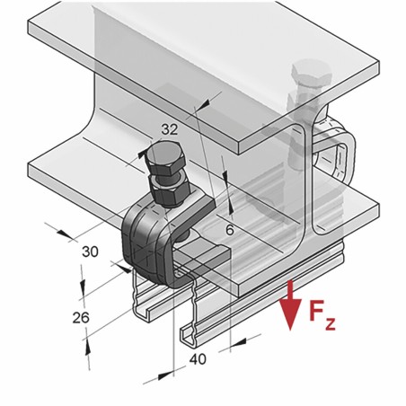 Rampone di Fissaggio Binari L=45mm M12 fvz (Conf 20pz)
