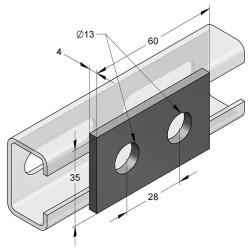 Piastra Forata 35/4 2-Fori 60X35X4 (Conf 50pz)