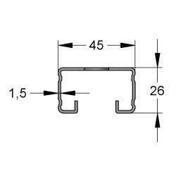 Binario 45/26/1,5 L=6 RAL TSP (Imballo 600mt)