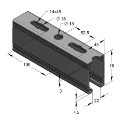 Binario 45/75/3 L=6 RAL fsv