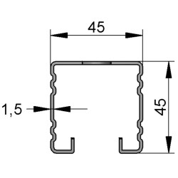 Binario 45/45/1,5 L=6 RAL TSP (Imballo 360mt)