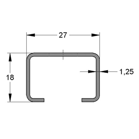 Binario 27/18/1.25 L=2mt RAL fbv