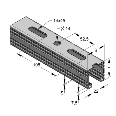 Binario 45/45/2 L=2 RAL fbv