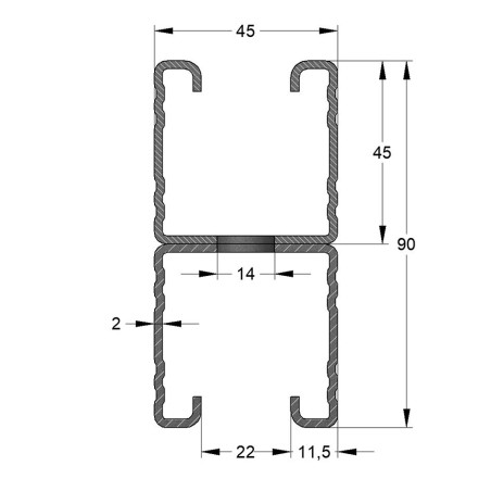 Binario Doppio 45/90/2 6mt Inox A2 (Conf 24mt)
