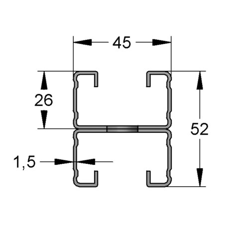 Binario Doppio 45/52/1.5 L=6 RAL fbv (Imballo 240mt)