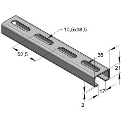 Binario 35/21/2.0 3mt Inox A4 (Conf 18mt)