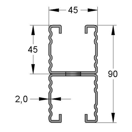 Binario Doppio 45/90/2 L=6 RAL fbv