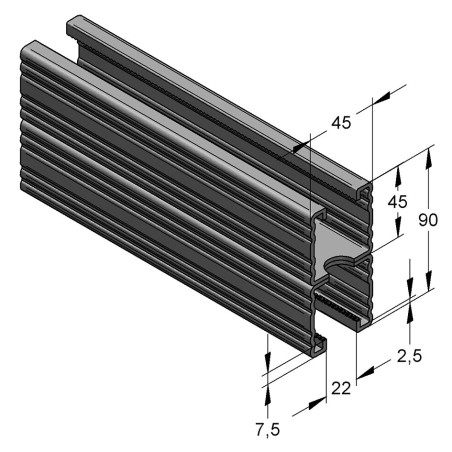 Binario Doppio 45/90/2.5 L=6 RAL fbv (Imballo 180mt)