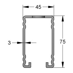 Binario 45/75/3 L=6 RAL fsv