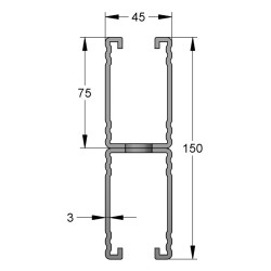 Binario Doppio 45/150/3 L=6 RAL fbv