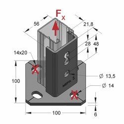 Piastra di Base Orizz./Vert. per Binari L=45mm (fvz) (Conf 10pz)