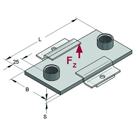 Slitta a Piatto 150x100x8mm 2xM16 Inox A2