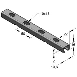 Binario 22/16/2 L=2mt fbv (Imballo 640mt)