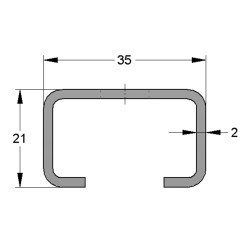 Binario 35/21/2 L=6mt RAL fbv (Imballo 576mt)