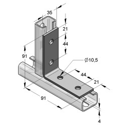 Squadretta 35/4 4-Fori 90° (Conf 50pz)