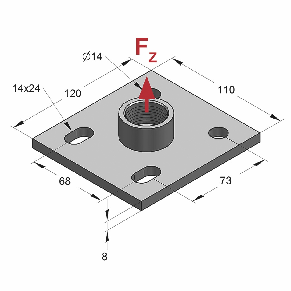 Piastra Filettata Tipo IV 130x130x8 1 1/4"