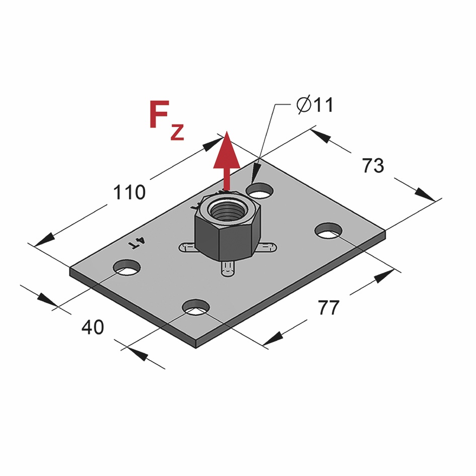 Piastra Filettata Tipo II 110x73x4 M10 (Conf 50pz)