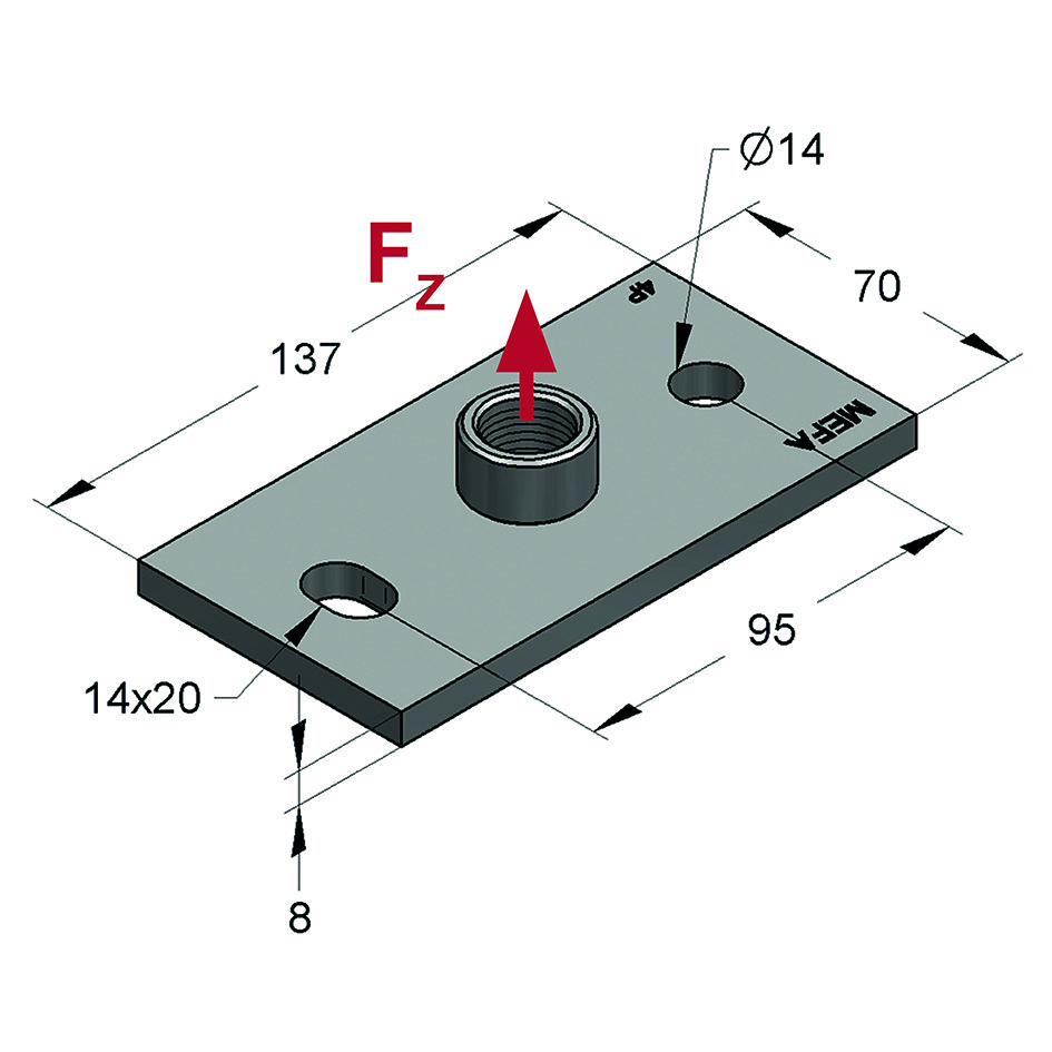 Piastra Filettata Tipo III 137x70x8 3/4"