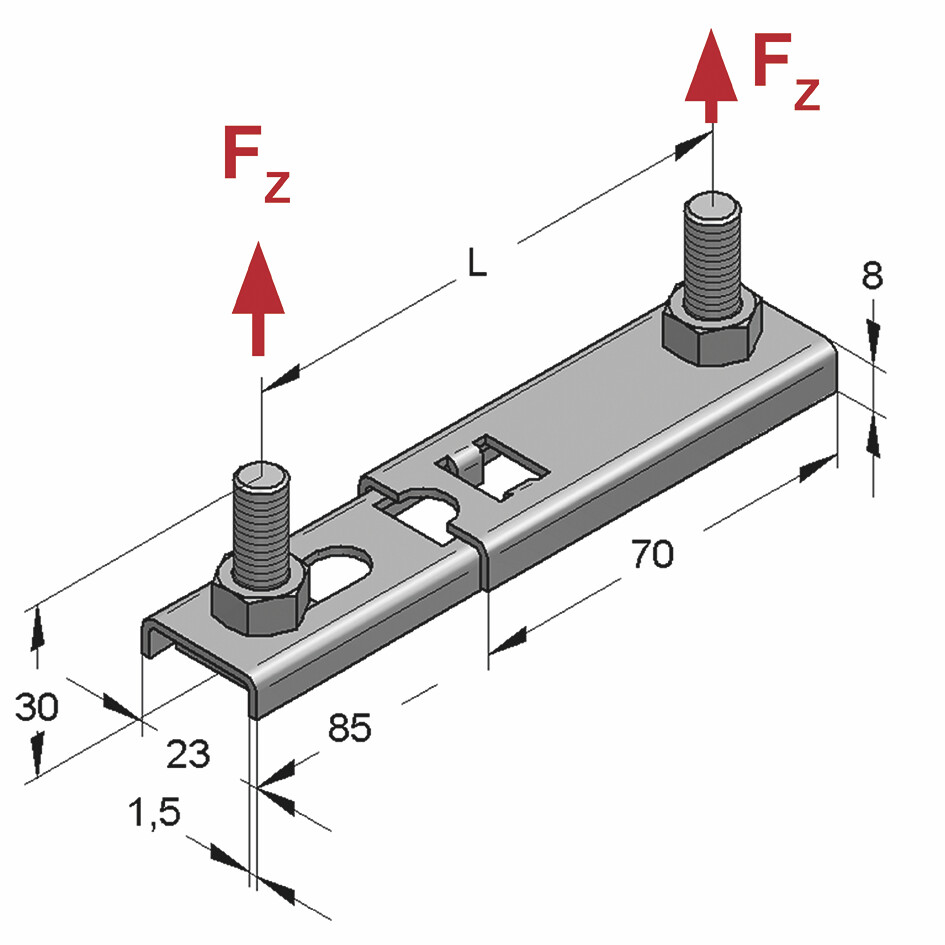 Supporto Doppio Regolabile VS M8x30 65-110mm (Conf 100pz)
