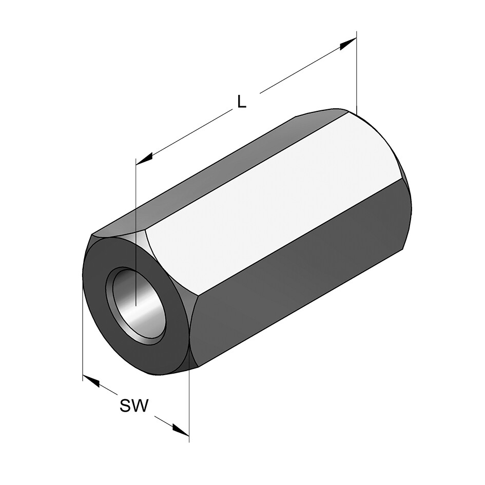 Manicotto di Giunzione Esagonale M12x40 (Conf 50pz)
