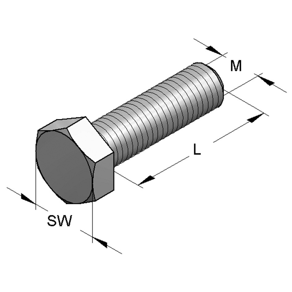 Vite a Testa Esagonale M12x55 (Conf 100pz)