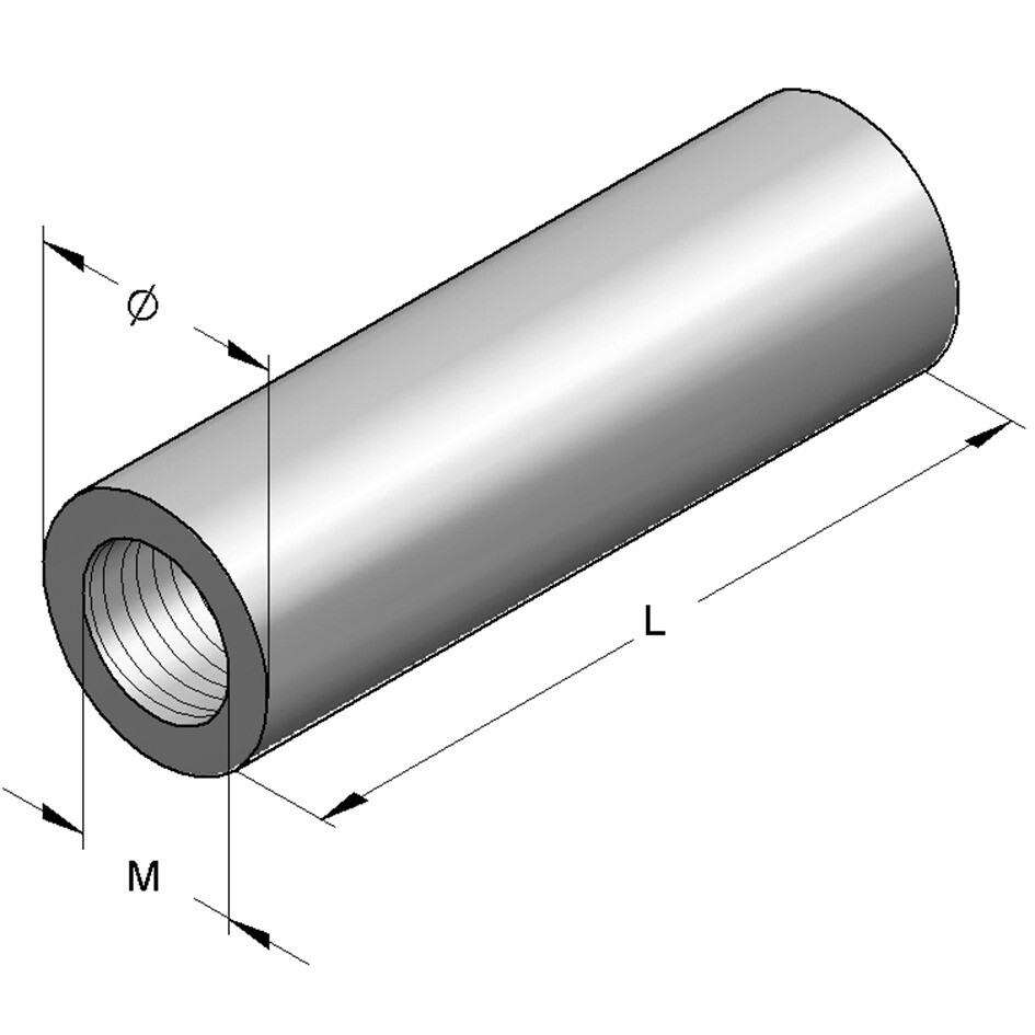 Manicotto di Giunzione Tondo M12 Inox A2 (Conf 50pz)