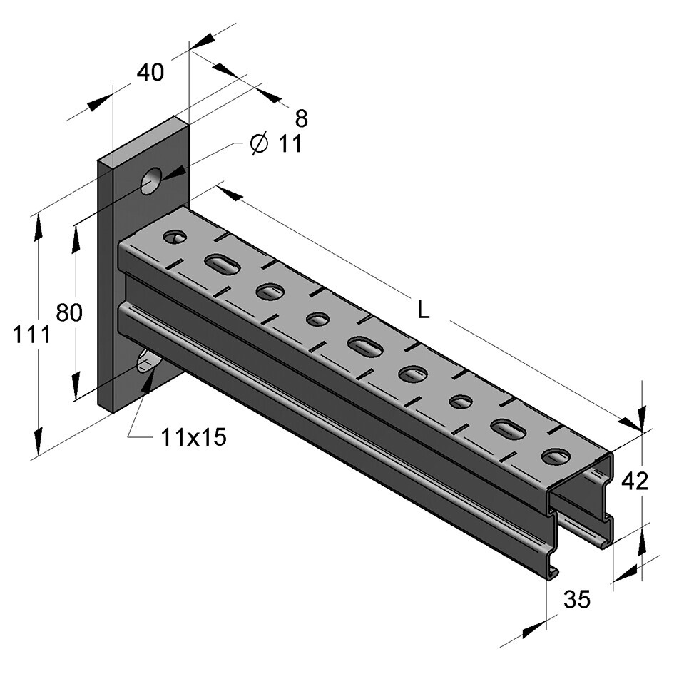 Mensola Stex/ Profilo 35/42 L=450mm (Conf 15pz)