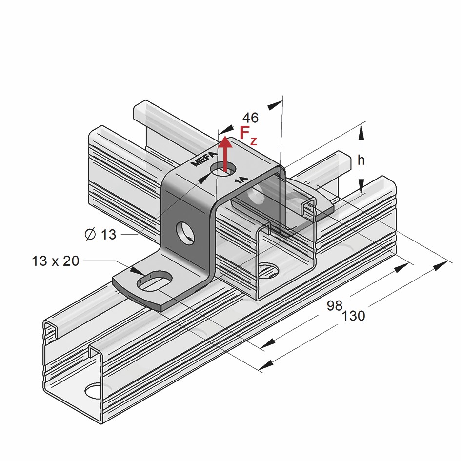 Piastra ad U per Binari 45/120 (Conf 25pz)