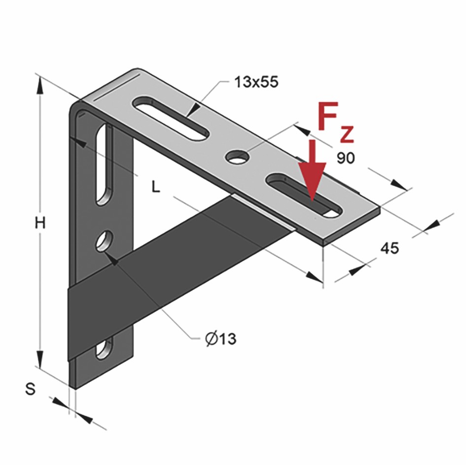 Mensola a Squadra con 2 Saette 200x200x5 (Conf 15pz)