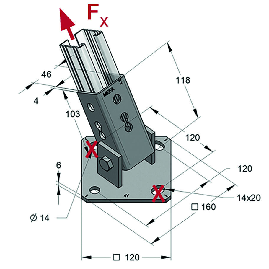 Piastra di Base Snodata 45 Verticale/Orizzontale (Conf 10pz)